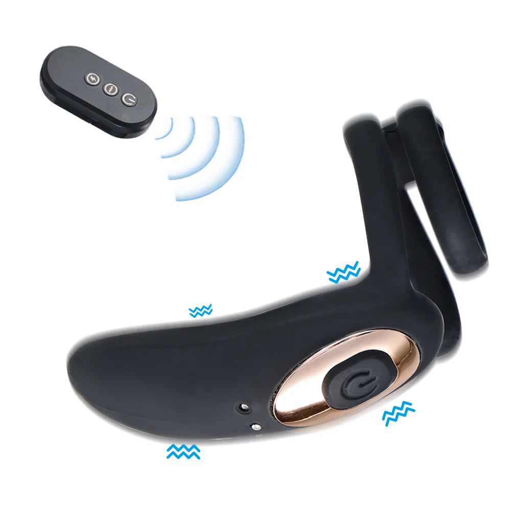 LOCKINK Black Mamba Prostata-Massagestab mit Hodenring App-gesteuert