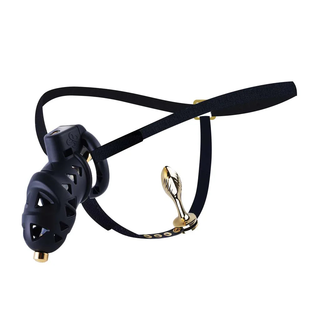 LOCKINK Sevanda Rattlesnake Plastic Male Chastity Cage With Anal Plug
