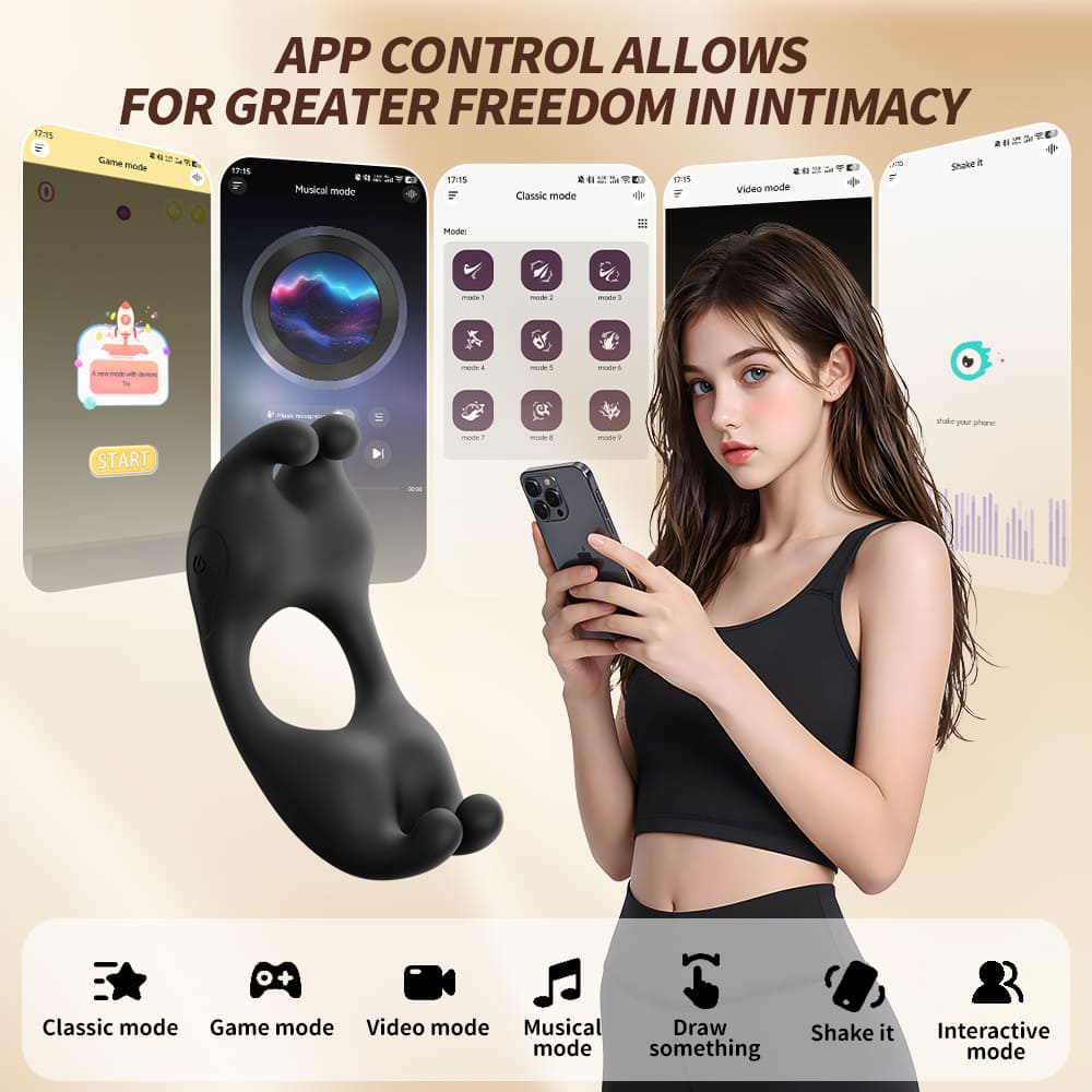 Bunny Wearable Clitoral Vibrating Cock Ring App Controlled