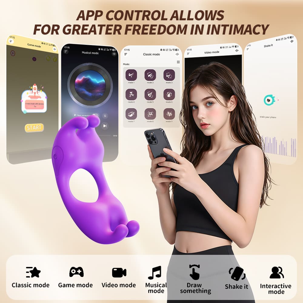 Bunny Wearable Clitoral Vibrating Cock Ring App Controlled