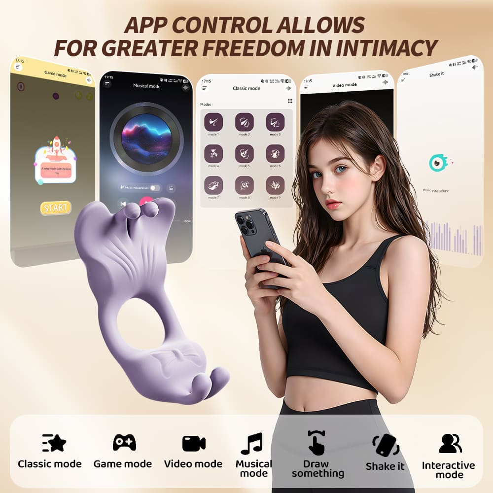 Butterfly Wearable Clitoral Vibrating Cock Ring App Controlled