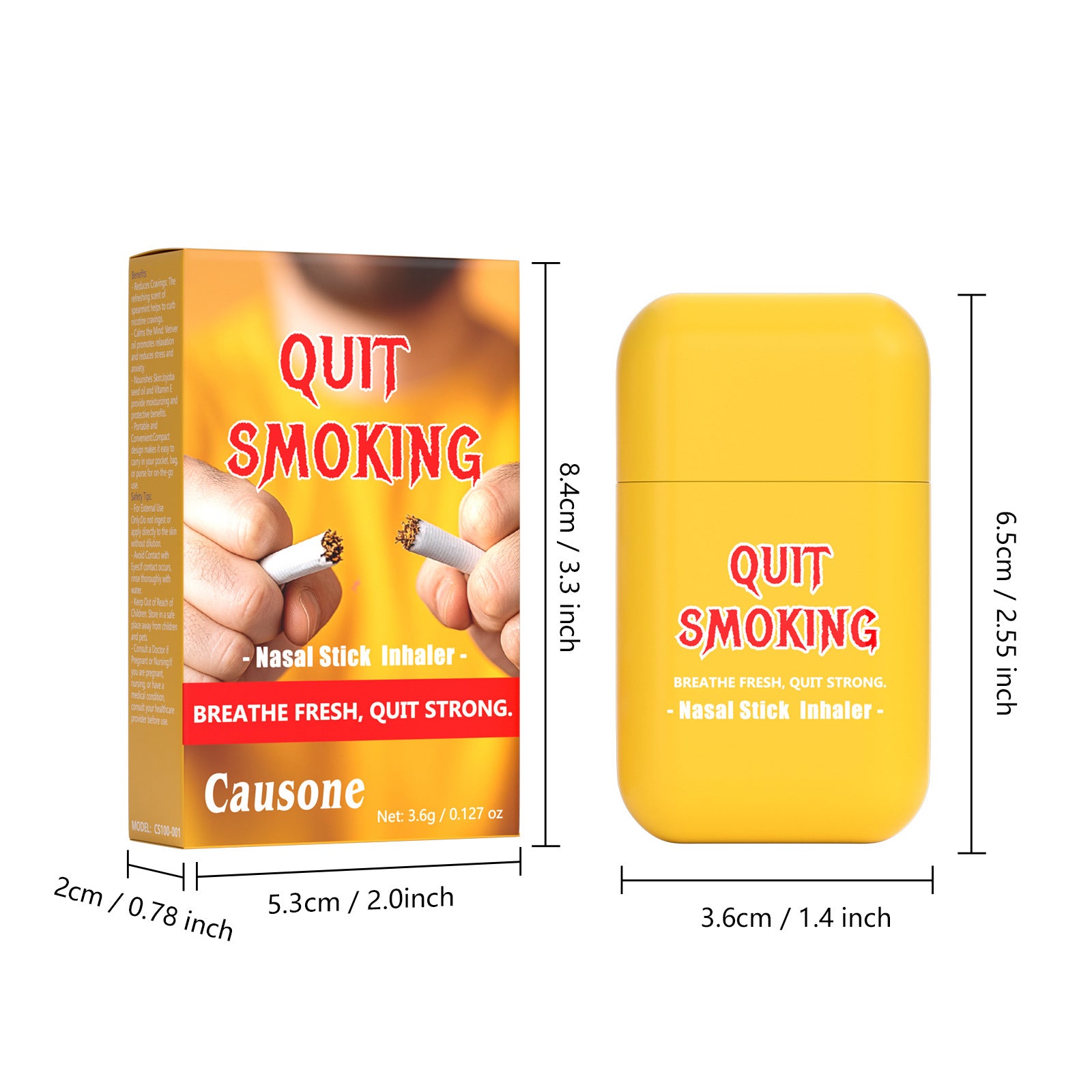 CAUSONE QUIT SMOKING Mint Aromatherapy Nasal Inhaler Stick