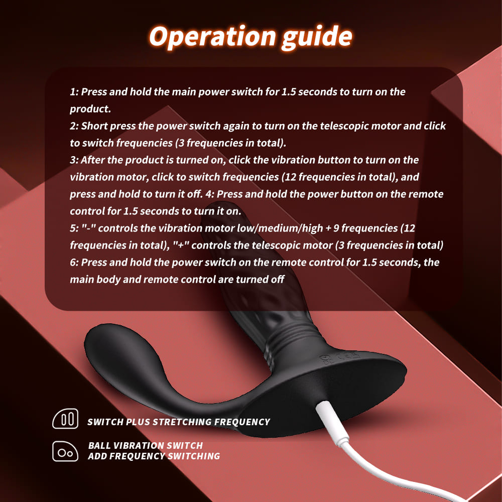 Operation guide for a black electronic device with text on a red background