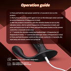 Operation guide for a black electronic device with text on a red background