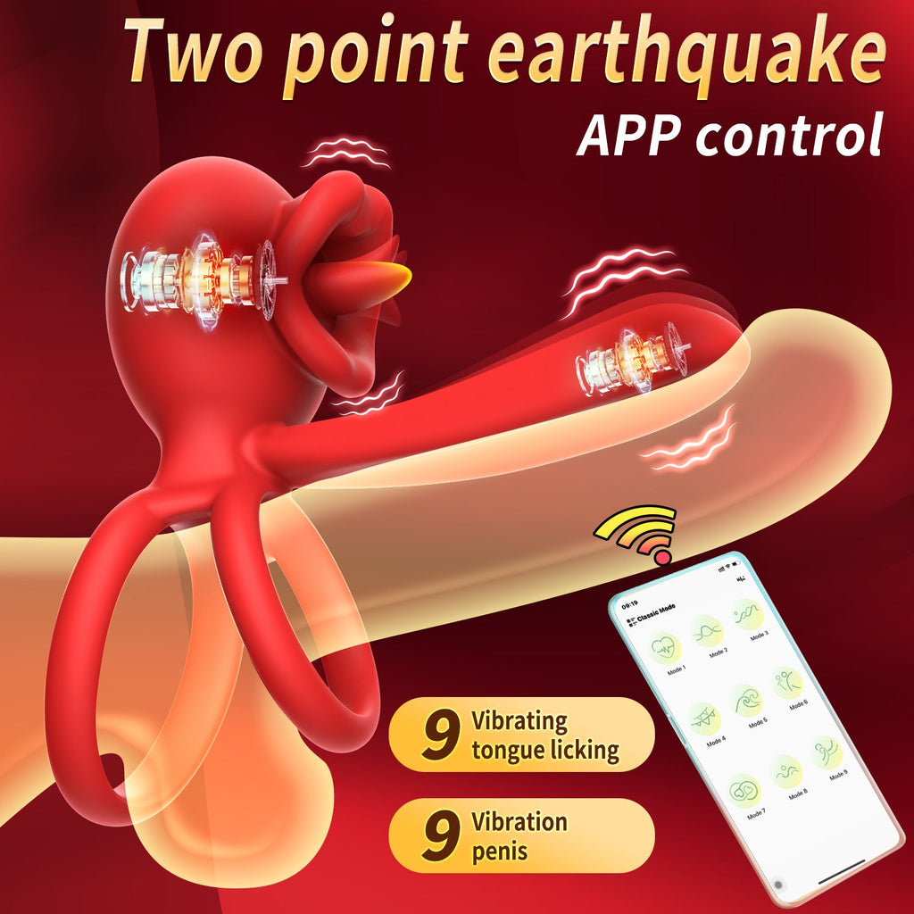 Dragon Tongue 2-in-1 Leck- & Vibrations-Hodenring App gesteuert
