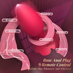 Rose Rotating & Vibrating Butt Plug 3.15 Inch Remote Controlled