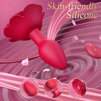 Rose Rotating & Vibrating Butt Plug 3.15 Inch Remote Controlled