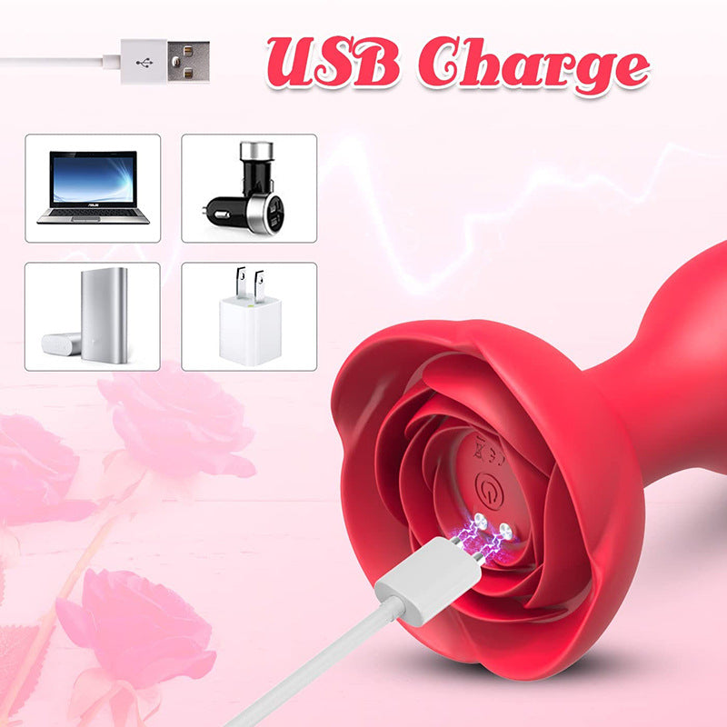 Rose Vibrating Butt Plug Remote Controlled