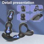 Rotating & Vibrating Anal Beads with Prostate Massager & Cock Ring Remote Controlled