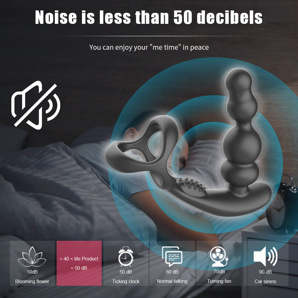 Rotating & Vibrating Anal Beads with Prostate Massager & Cock Ring Remote Controlled