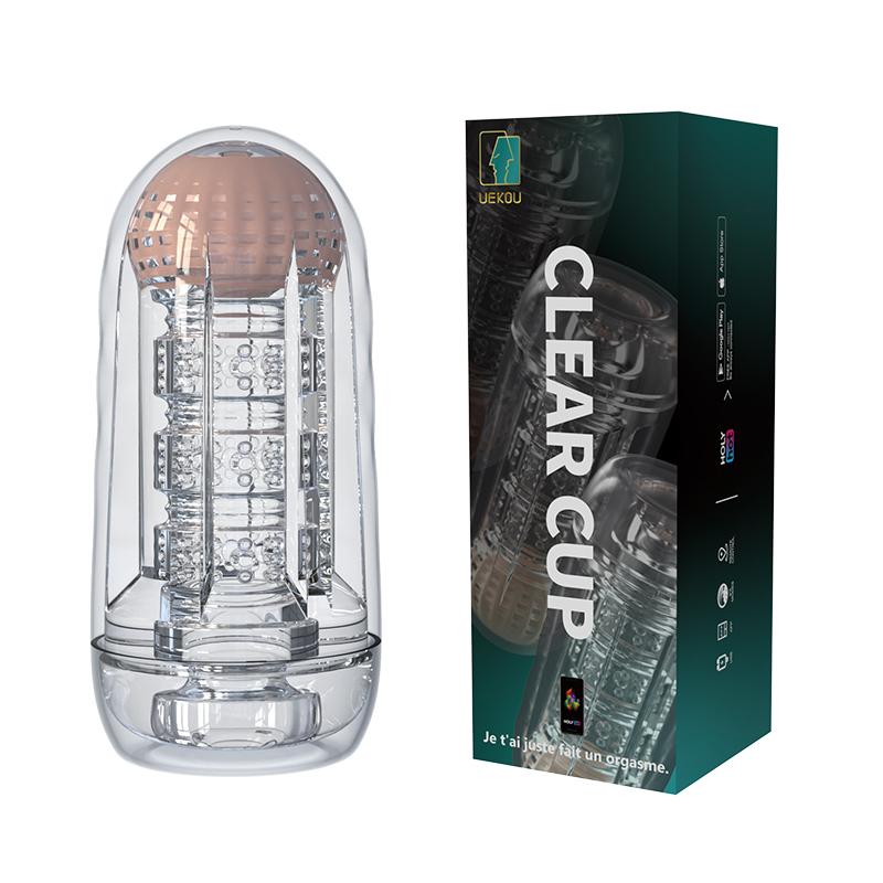 UEKOU Vibrations-Masturbator für Herren mit transparenter Schale und App-Steuerung