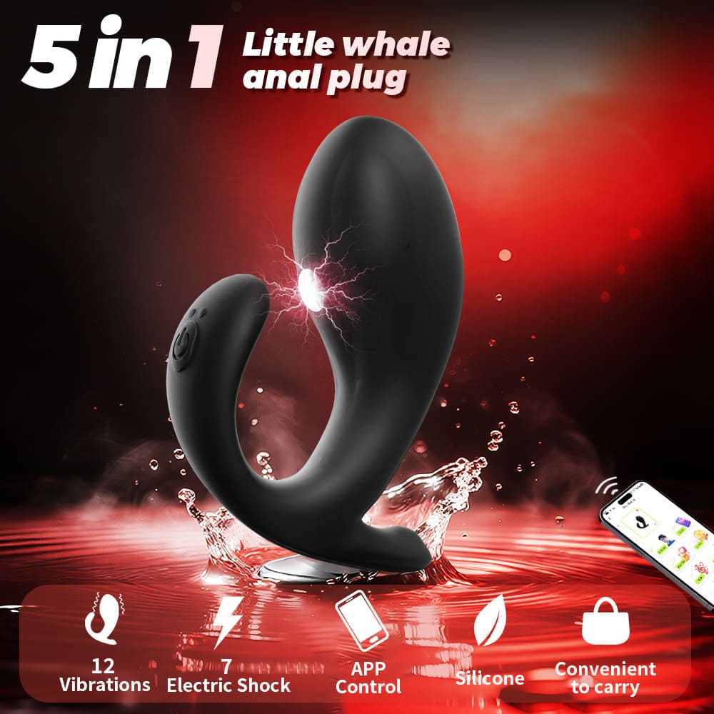 Whale Electric Shock & Vibrating Anal Plug App-Controlled